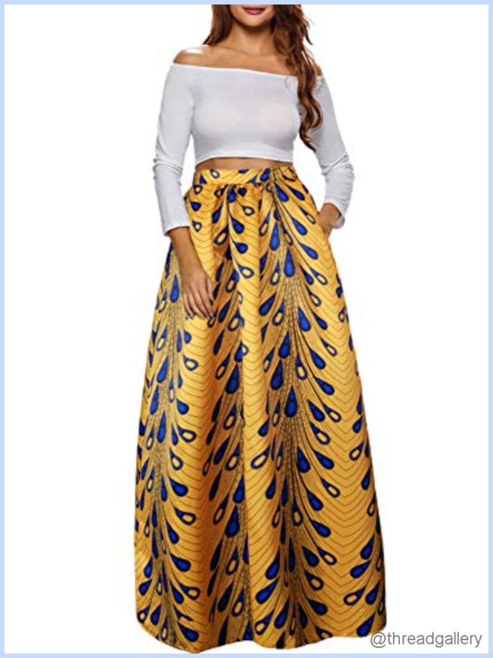 Satin Flared A-Line Maxi Skirt with Pockets